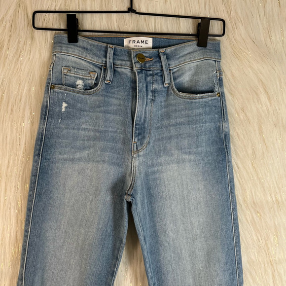 Frame Womens Le Sylvie Slender Straight Leg Jeans Blue Stretch Medium Wash 24 - Picture 2 of 11
